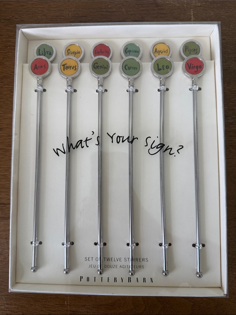 Pottery Barn Zodiac Silver Metal Cocktail Stirrers - Set of 12